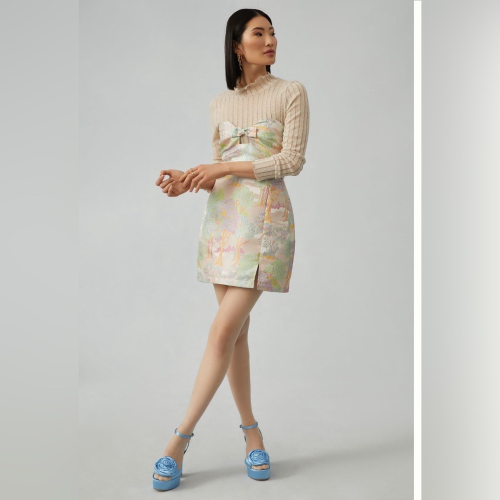 Maeve by Anthropologie Strapless Bow Mini Dress